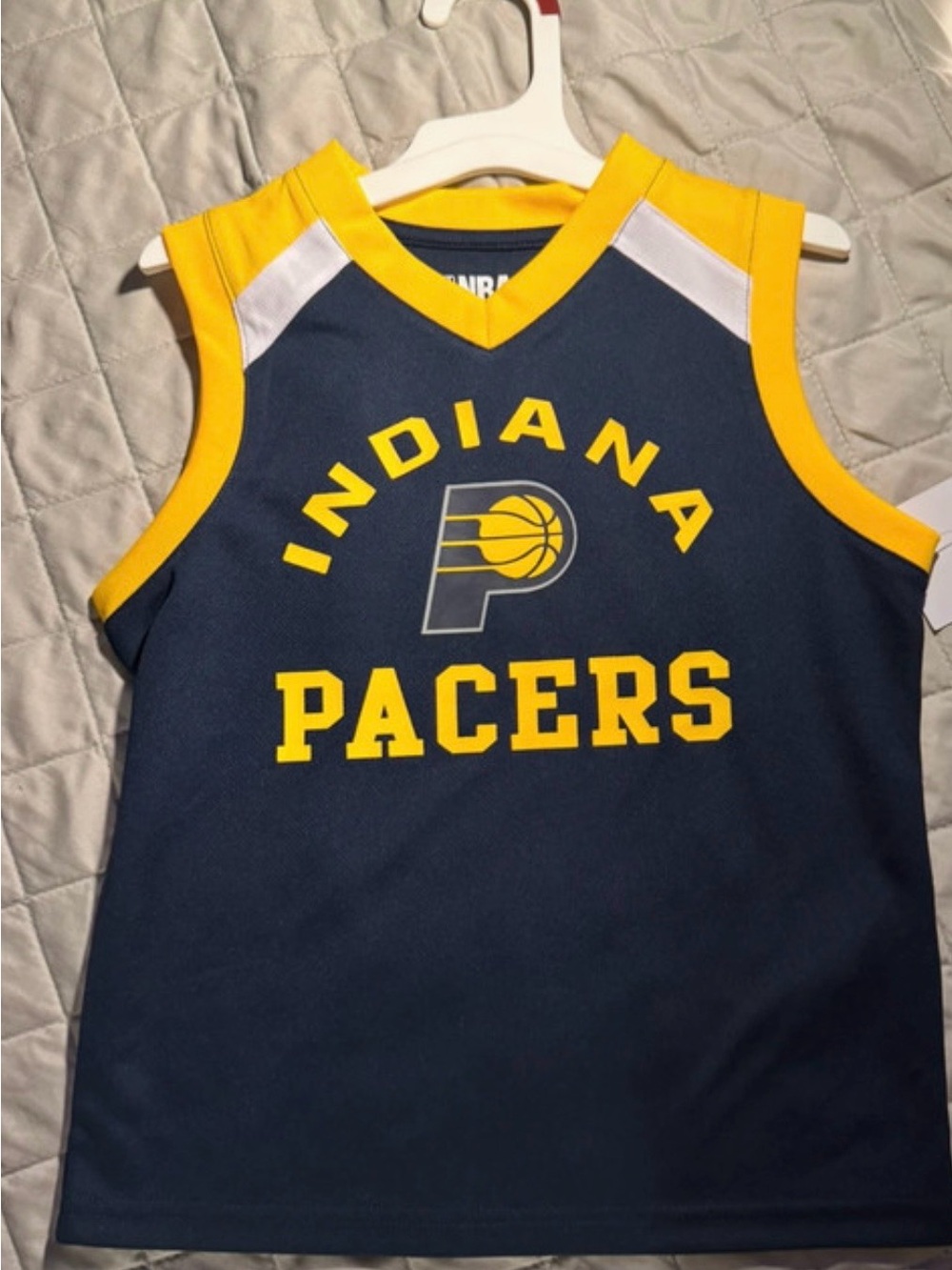 NBA Indiana Pacers Navy and Yellow Kids Sleeveless Jersey